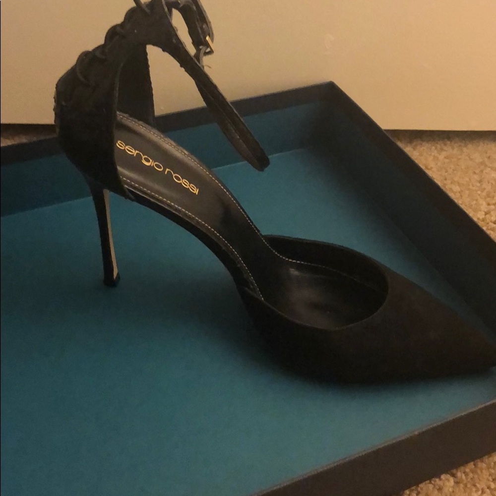 Black Sergio Rossi leather and suede high heels